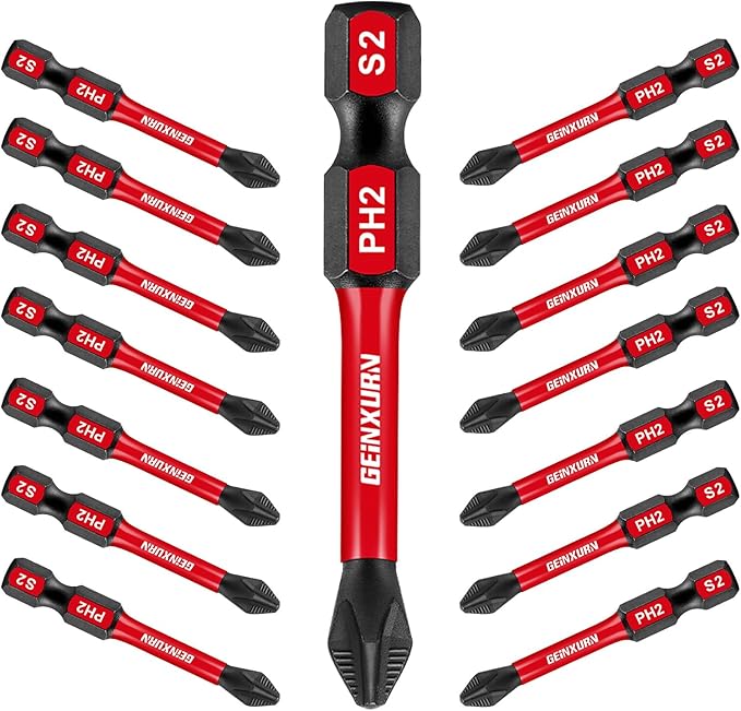 Impact Tough #2 Phillips 2 in. Anti-slip Head Insert Driver Bits,15Pack 1/4 Inch Hex Shank Cross Magnetic PH2 Screwdriver Bits Set
