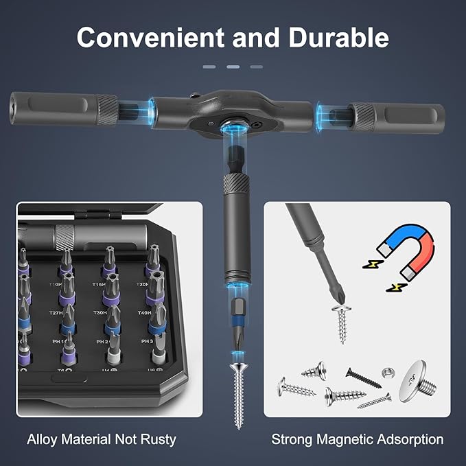 42 in 1 Magnetic Screwdriver Set, Screw Driver Set Kit with Detachable Ratchet Handle, DIY Mini Ratchet Screwdriver, Ratchet Allen Wrench Set for Furniture, Computers, Electronics, Bicycles