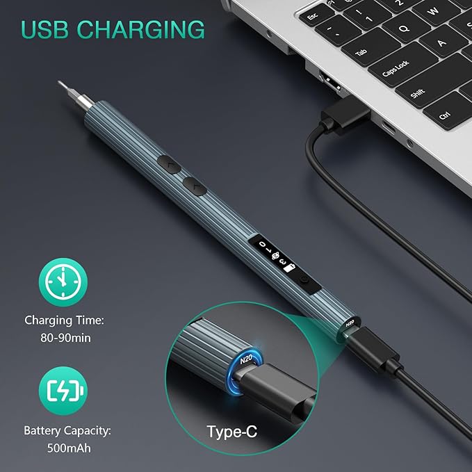 ORIA Electric Screwdriver, 52 in 1 Rechargeable Power Screwdriver Set, Cordless Electric Mini Screwdriver with Charging Dock, Display Screen, Adjustable Torque, LED Lights for Phone Laptop Watch