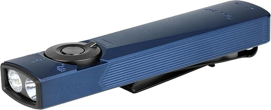 OLIGHT Arkfeld Ultra 1400 Lumens EDC Flat Flashlight, Rechargeable Compact Pocket Flash Light Combines White LED, UV and Green Beam, Triple Sources Perfect for Checking, Working (Navy Blue CW)