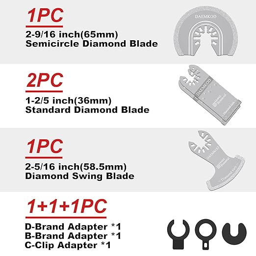 4 Pack Diamond Saw Blades, Professional Multi Tool Blades Kits, Grout Removal Blade Fit Dewalt Bosch Worx Ryobi Milwaukee