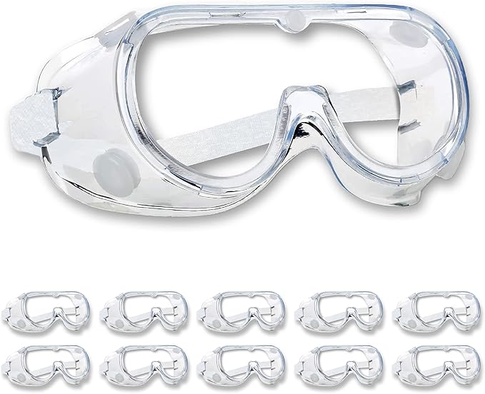 ATERET Anti-Fog Protective Safety Goggles I Lightweight Adjustable Clear Lens Eyewear I Chemical Splash Protection Eyeglass