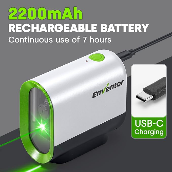 Enventor Green Laser Level, Self Leveling Laser Level for Picture Hanging and Home DIY, Horizontal and Vertical Cross-Line Laser, Rotatable 360° Magnetic Holder, Pulse Mode, USB Charging