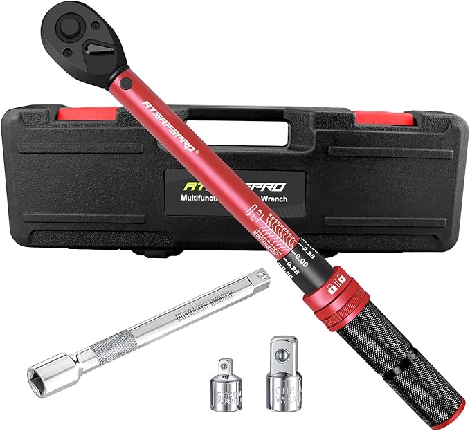 3/8-Inch Drive Click Torque Wrench,Dual-Direction Adjustable,72-Tooth Dual Range Scales-5-50Ft-Lb/6.8-68Nm,Quick Release Ratchets