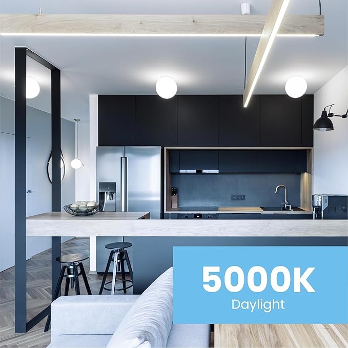 Feit Electric A19 LED Light Bulb, 60W Equivalent, Non Dimmable, 800 Lumens, E26 Medium Base, 5000k Daylight, CRI 90, 10 Year Lifetime, UL Listed, Damp Rated, 10 Pack, OM60/950CA10K/10