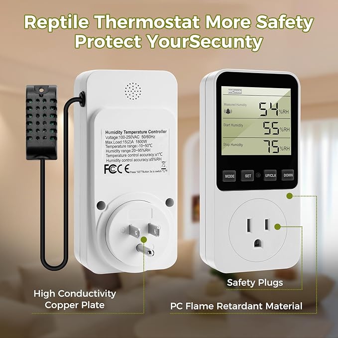 Diymore 1800W Plug in Digital Thermostat Temperature and Humidity Controller Electric Digital Thermostat Heating CoolingMode Timer 120V 15A 20~95% Dehumidifier Humidistat Controller