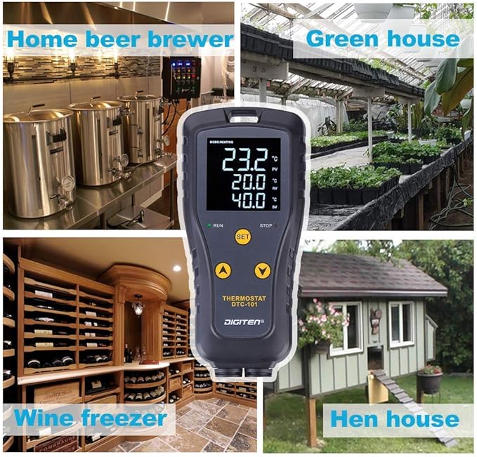 Digital Temperature Controller Simple Stage Thermostat Outlet Heating & Cooling Mode for Chest Freezer Refrigerator Homebrew Fermenter Greenhouse 110V 10A 1100W