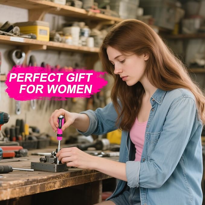 32-in-1 Ratcheting Screwdriver Set, 90&240mm Ergonomic Cushion Grip Handles, Includes Torx, Phillips, U-shape, Pozi, Slotted, Hex Bit Set for Women Men DIY Office & Home Repair, 32PCS Hand Tools Kit