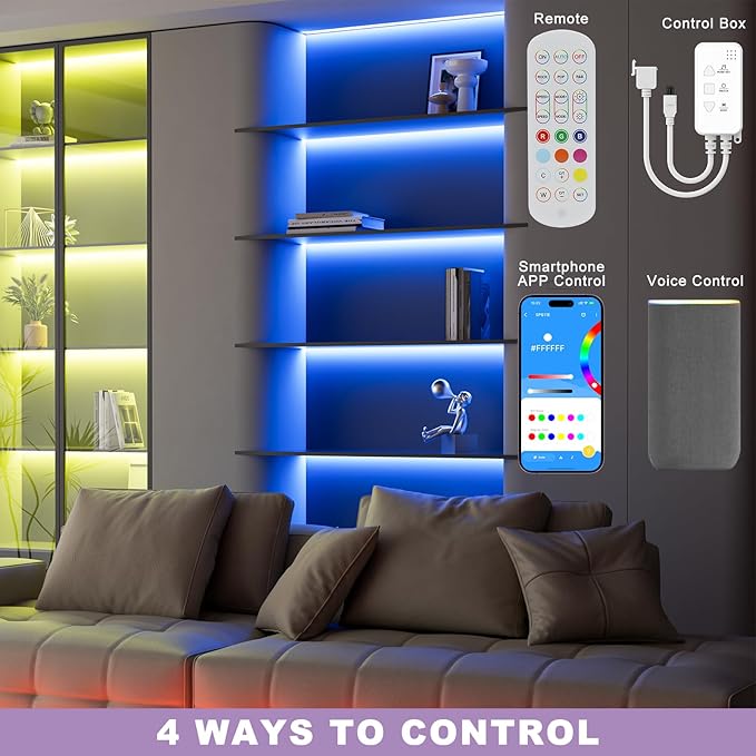 MIWISE RGB COB LED Strip Light,Color Changing LED Strip Lights Compatible with Alexa/Google,24V Music Sync Bright Flexible LED Tape Lighting for Bedroom,Kitchen,Bar,Under Cabinets,DIY Decoration,20ft