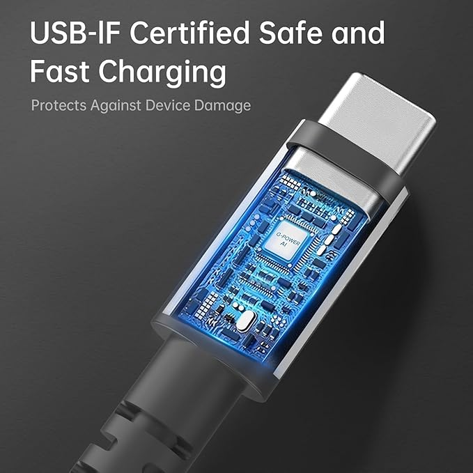 USB C Cable 240W Max & 140W Fast Charge & High-Speed Data USB C to C Cable, 5ft, 90° Bendable, Biodegradable Nylon, PD 3.1, Compatible with MacBook Pro, for iPhone 17/16/15, iPad, Samsung, Pixel etc.