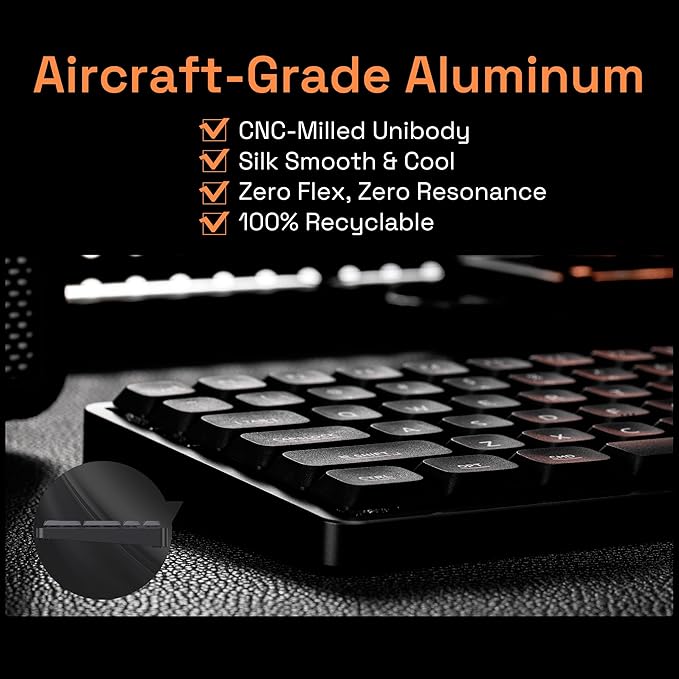 IQUNIX Magi75 Low Profile Wireless Mechanical Keyboard 75% Layout, Hot-Swappable, RGB Backlit, Full Aluminum, VIA Customizable, Mac/Windows/Linux, Tri-Mode