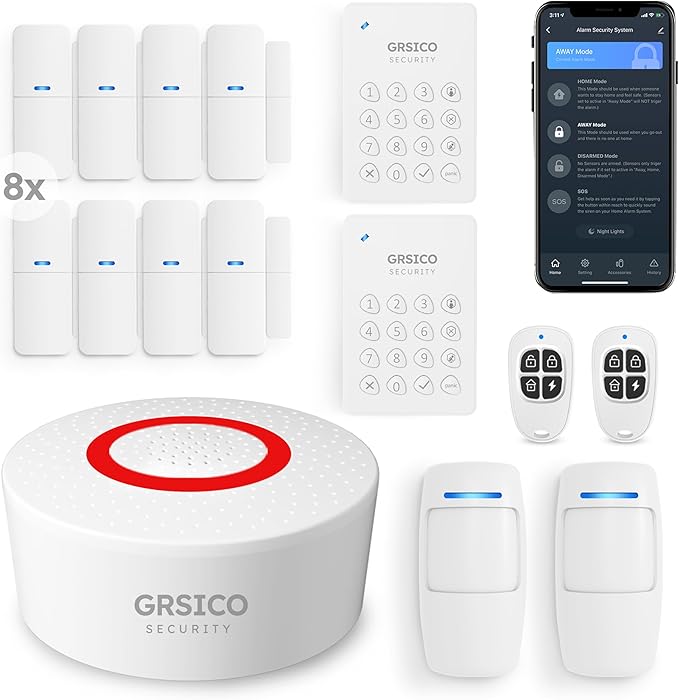 Wireless Home Alarm System 15-Piece Kit, WiFi Alarm System for Home Security with Phone APP Alert (Alarm Siren, Keypad, Remote, Motion, and Door Sensors) for Home, Apartment, Work with Alexa