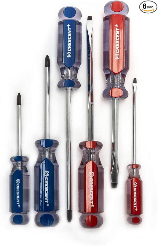 Crescent 6 Piece Phillips/Slotted Acetate Screwdriver Set - CPS6PieceSET