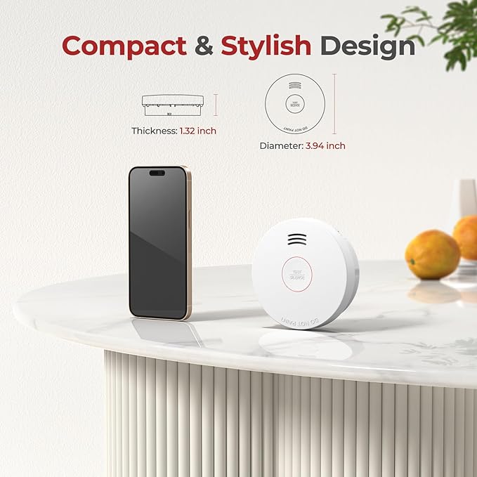 SITERLINK Smoke Detectors 10 Year Battery Operated,UL217-9th Listed Smoke Alarm with Test-Silence Button,Photoelectric Sensor Fire Alarms Smoke Detectors with LED Lights for Home, GS525A (2 Pack)