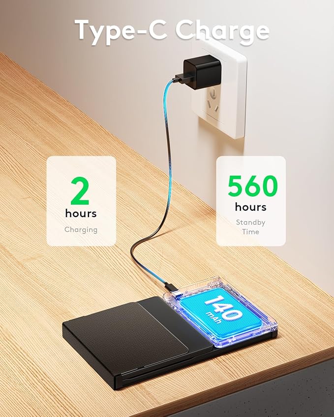 Samsers Foldable Bluetooth Keyboard with Touchpad, Full-Size Wireless Folding Keyboards with PU Leather, Support 3 Devices (BT5.1 x 3), Portable Travel Keyboard for iOS Android Windows Mac OS, Black