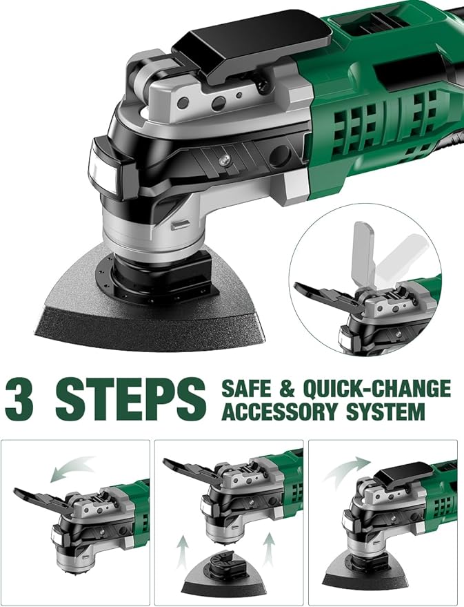 KIMO 20V Cordless Oscillating Tool Kit with 26-Pcs Accessories, Max 21000 OPM, 6 Variable Speed & 3° Oscillating Angle, Battery Powered Oscillating Multi-Tool for Cutting Wood/Nailing/Scraping/Sanding