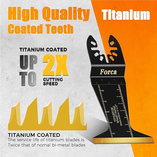 Forca 49pcs Oscillating Tool Blades and High-Carbon Steel Multitool Blades, Universal Multitool Blades for Metal Wood Cutting,Multi Tool Blades Kits Fit Dewalt Bosch Milwaukee Ryobi