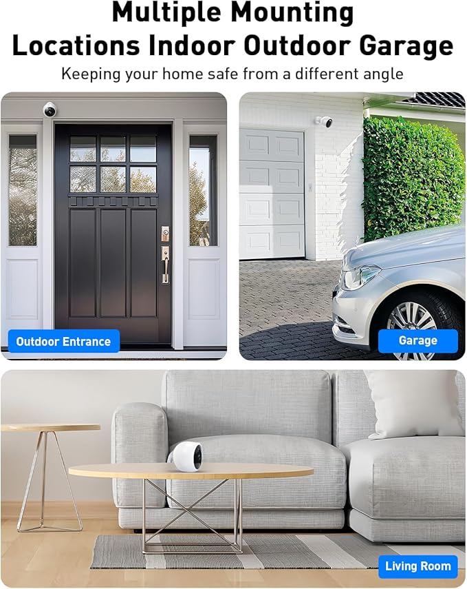 Security Cameras Wireless Outdoor,2K Battery Wireless WiFi Cameras for Home Security,AI Motion Detection,Local SD/Cloud Storage,Smart Home Cam (White 1 Pack)