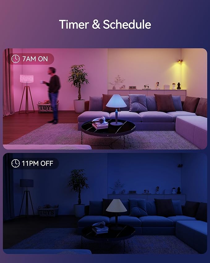 Matter Smart Light Bulbs, Color Changing Light Bulb, hub Required, A19 60W,2.4Ghz WiFi only,Compatible with Alexa Google Assistant, Apple Home,16 Million Colors RGBCW 800 Lumens,1 Packs