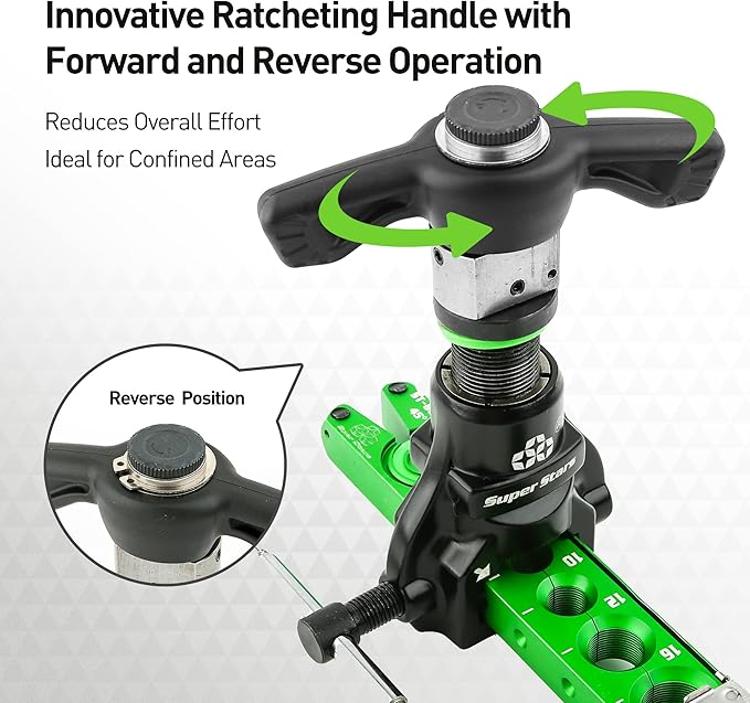 Super Stars Cordless Drill Type Flaring Tool Kit 1/4"-3/4" Single Flare Tool 45° Eccentric HVAC Air Condition Refrigeration Tool