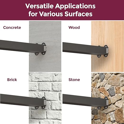 CHR Fence & Rail Hand Rails for Outdoor Steps Extension, 4ft Rectangular Handrail Extension to Wall, Handrails for Step Landings Ideal for Porch, Deck, & Stair Railing Indoor & Outdoor