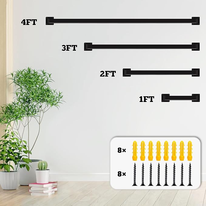 Stair Railing Indoor - Handrails for Stairs, 4ft Black Metal Staircase Hand Rails/Modern Wrought Iron Handrail, Industrial Wall Mounted Handrails Outdoor for Loft Porch Deck