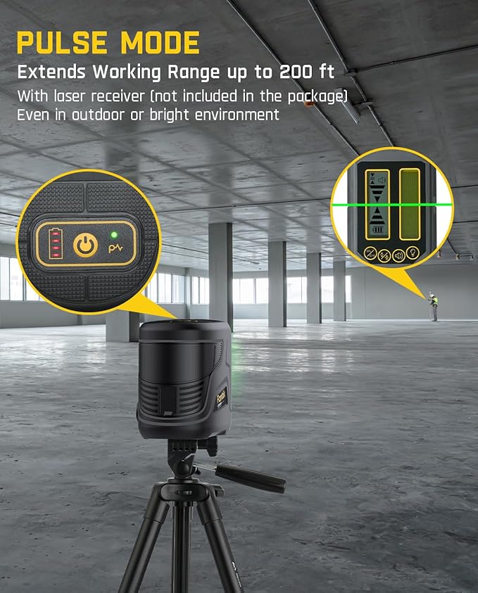 Fanttik D2 PLUS Laser Level, 100 ft Green Cross Line, Vertical Beam Spread Covers of 130°, Self Leveling Mode, 2600 mAh Built-in Rechargeable Battery, USB-C, Pulse Mode, 360° Magnetic Base