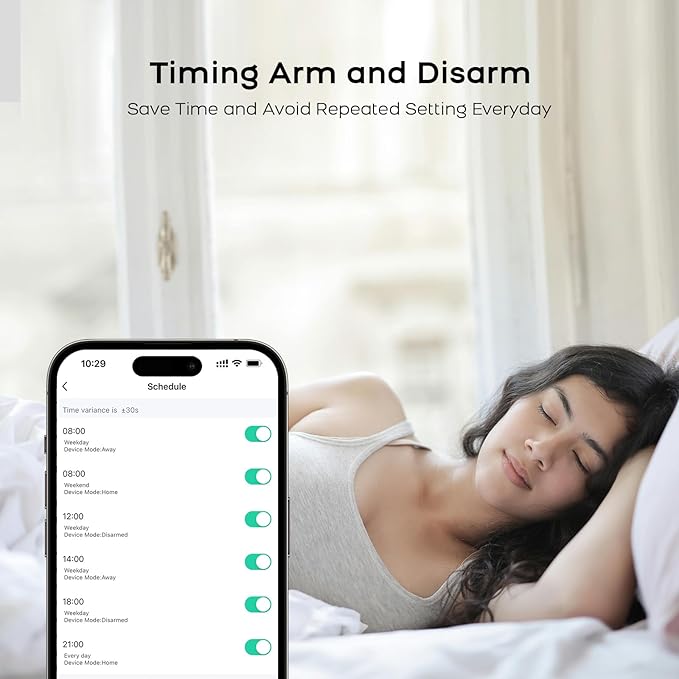 Wireless Alarm System,Smart Home Security System with Instant App Alerts,8 Pieces Door Alarms Kits Siren Hub with Door/Motion Sensors,Remote,Work with Alexa/Google for Villa,Apartment,Kids Safety