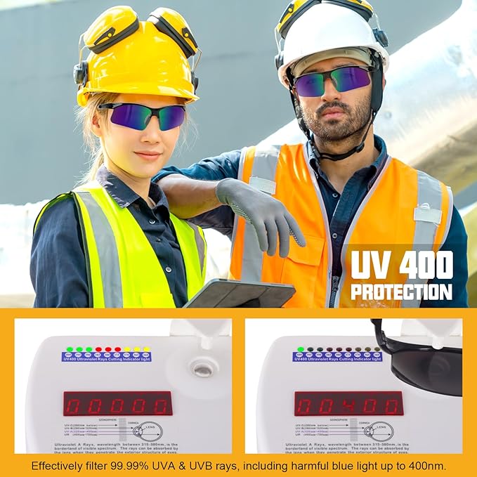 OXG Tinted Safety Glasses for Men Women, ANSI Z87.1 Unisex Safety Sunglasses Impact Resistant Protective Eyewear