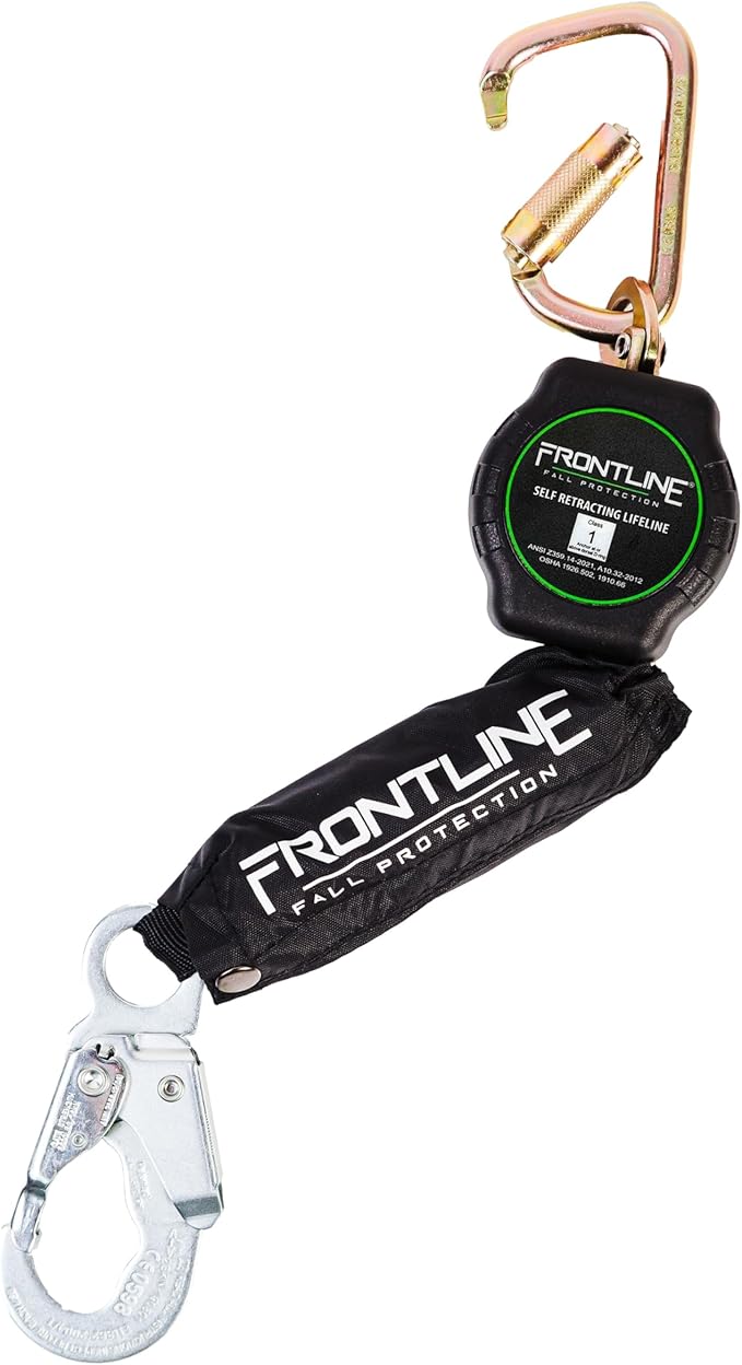 Frontline RPA061S 6' Aramid Web Single Leg SRL with Steel Snap Hook | Lightweight, Durable & Compact | 310 lbs Capacity | Aramid Fiber Webbing | ANSI & OSHA Compliant | ISO Lab Tested (2 Pack)
