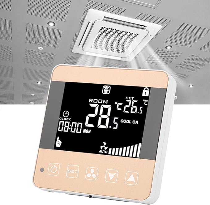 AC90-240V Fan Coil Thermostat Intelligent Digital Central Air‑Conditioner Thermostat Temperature Controller Fan Coil Unit LCD Display(WiFi Type)