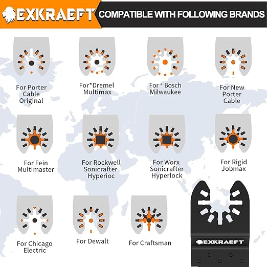 55 PCS Oscillating Saw Blades, Professional Universal Titanium Oscillating Tool Blade for Metal Nails, Wood and Plastic, Multi Tool Blades Kits Fit Dewalt Milwaukee Ryobi Rockwell Fein