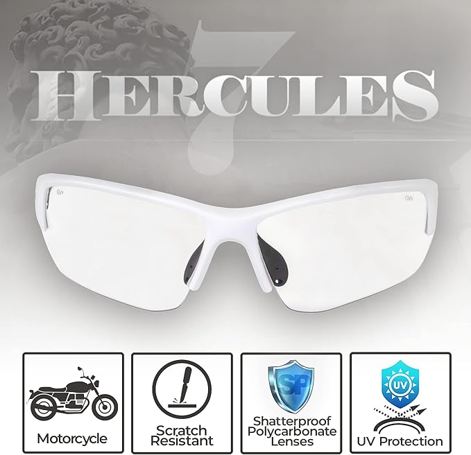 Global Vision Hercules 7 Auto-Darkening Photochromic Safety Sunglasses Clear to Smoke Lens ANSI Z87.1 Transitional Glasses