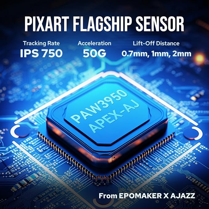 EPOMAKER Click Gaming Mouse Wireless 2.4Ghz/Bluetooth/Type-C, 800 to 42,000 DPI Adjustable, 8K Polling Rate, 500mAh, Lightweight Optical Mouse, for PC/Mac/Linux (Black)