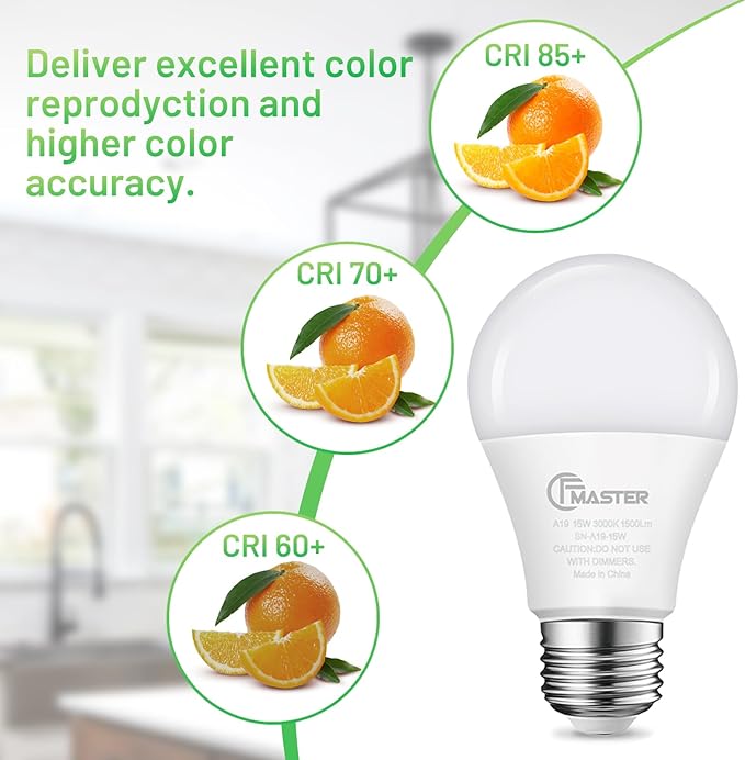 A19 LED Light Bulb, LED Bulbs 100 Watt Equivalent, 3000K Warm Light Bulbs, 1500 Lumens, E26 Standard Base Lightbulb, Non-Dimmable 15 Watt Soft White Bulbs for Home, ETL Listed(4-Pack)