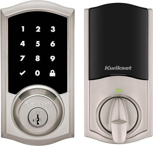Kwikset HomeConnect 918 Traditional Z-Wave Long Range Enabled Touch Screen Lock Works with Ring Alarm, Samsung SmartThings Hub Required, Sold Seperately in Satin Nickel