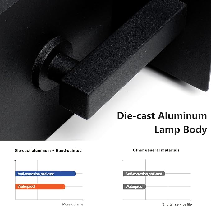 Modern Motion Sensor Dusk to Dawn Outdoor Wall Light Sconce with Glass, 850LM LED, IP65 Waterproof Aluminum Lantern - Exterior Lighting for Porch, Garage, Front Door, Patio,Black