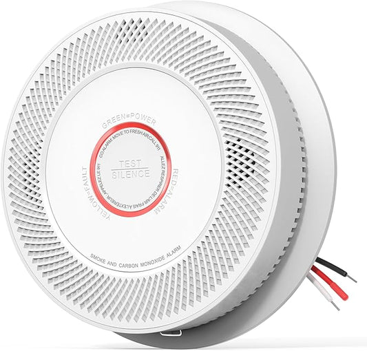 Ecoey Hardwired Smoke and Carbon Monoxide Detector, Hardwired Interconnected Fire Alarms Carbon Monoxide Alarms with Replaceable AA Battery Backup, 2-in-1 Smoke and CO Detector, A8612B-6AR, 1 Pack