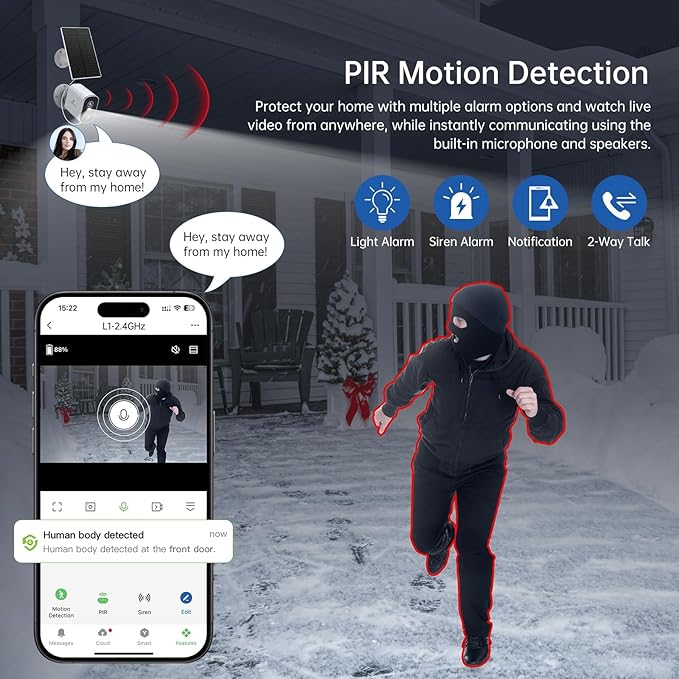 SYMYNELEC Solar Security Cameras Outdoor: 4-Pack Wireless Surveillance System - 2K Night Vision Motion Detection - Waterproof Home Monitoring Year-Round for Homeowners