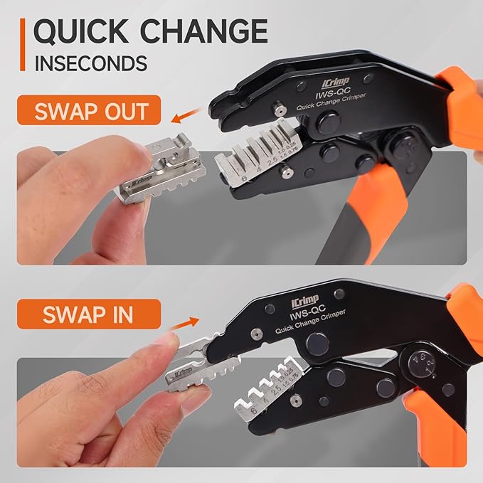 iCrimp Rachet Crimping Tool for End Sleeves Ferrules, AWG 24-10 Wire Crimper, Electrical Crimp Tool, X2410 Jaws