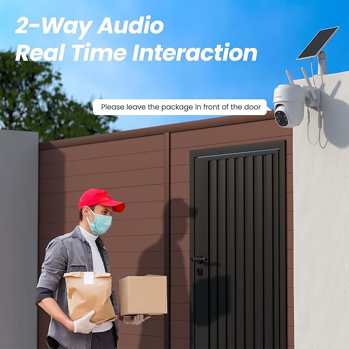 2K Cameras for Home Security-2.4G WiFi Outdoor Camera Wireless Solar/Battery Powered, 360° Viewing, Human Detection, Color Night Vision, Cloud/SD Storage B6 (B6-White-4pack-2.4G)