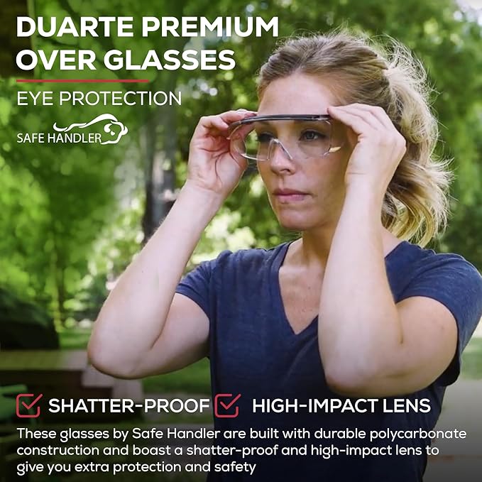Duarte Premium Over Glasses 3 PAIRS | ANSI Z87.1, Impact Resistant Polycarbonate Lens, UV400, Anti-Fog & Anti-Scratch, Box of 3