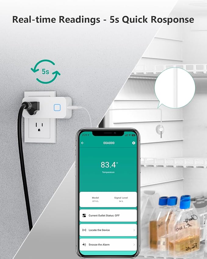 Temperature Controller Reptile Thermostat Outlet, Bluetooth Temp Control Plug with Alarm for Terrarium Heat Mat Heating Pad, Greenhouse, Homebrew Fermenter, 100~240V 10A 1100W