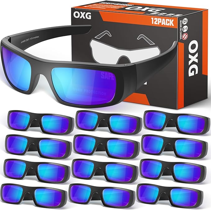 OXG Safety Glasses Protective Eyewear Men Women, ANSI Z87.1 Work Glasses Scratch Impact Resistant for Industrial Shooting