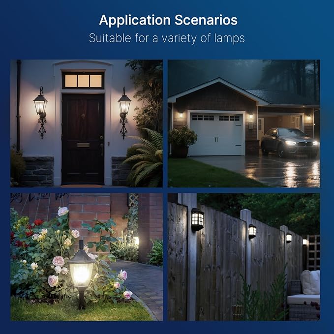 FLSNT Dusk to Dawn Outdoor Sensor ST19 LED Edison Bulb, 5000K Daylight, 7W (60W Eqv.), 800LM,Vintage Filament E26 Base, Auto On/Off Photocell Automatic for Energy-Efficient Outdoor Lighting, 4 Pack