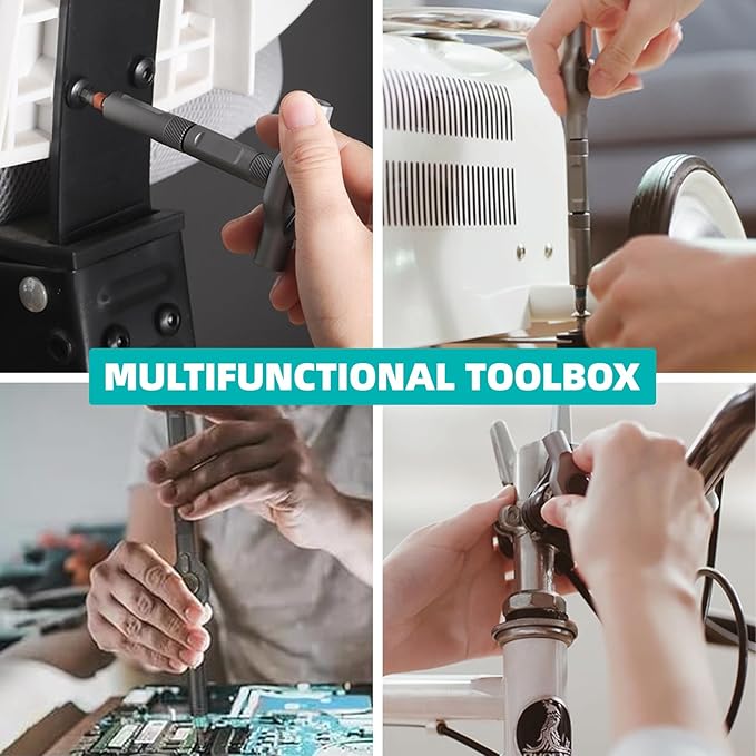 42 in 1 Magnetic Screwdriver Set, Ratchet Screwdriver Magnetic, 42 in 1 Diy Screwdriver Set Ratchet Handle Detachable Versatile Toolkit for PC, Furniture, Bicycle (Grey)