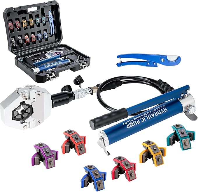 IBOSAD Hydraulic Hose Crimper Hydra-Krimp 71500 Manual A/C Hose Crimper Kit Air Conditioning Repaire Handheld Hydraulic Hose Crimping Tool (Split with Manual Pump)