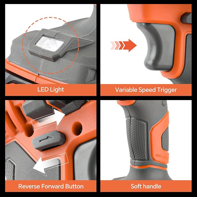 Cordless Drill Driver Kit, 20V High Performance, 1/2'' Keyless Chuck, 2×4.0 Ah Li-ion Battery, 2 Variable Speed Control, 20+1 Torque Setting, Versatile Drills For Electric Drilling and Screwing