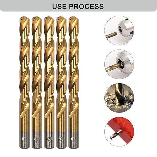 29PCS Drill Bit Set, M2 HSS, 135°Tip, Twist Jobber Length Drill Bit Kit for Hardened Metal, Cast Iron, Stainless Steel with Indexed Round Case,1/16"-1/2"