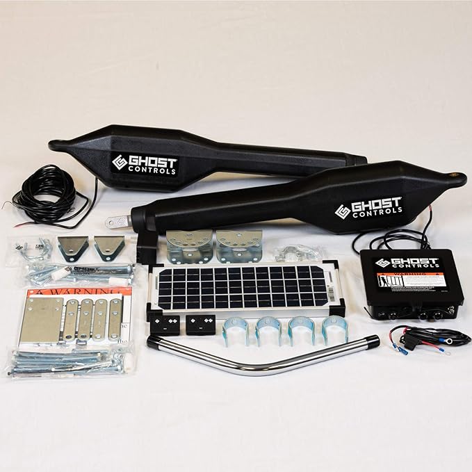 Ghost Controls Heavy-Duty Solar Automatic Gate Opener Kit for Driveway Swing Gates with Long-Range Solar Gate Opener Remote - Model TDS2XP